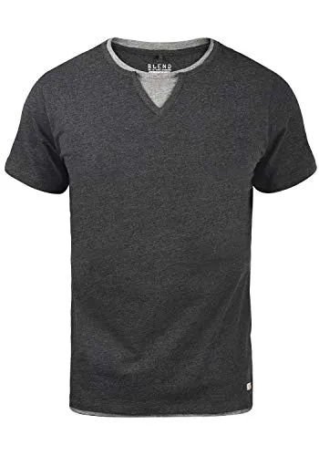 Blend Leonis Herren T-Shirt Kurzarm Shirt mit Rundhalsausschnitt, Größe:L, Farbe:Charcoal (70818)