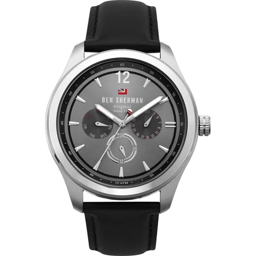 Ben Sherman Multi Dial Herren Quartz Uhr mit Lederarmband WBS112B - Armbanduhren mit stilvollem multi dial Design, wasserdicht bis 10 bar und elegantem Lederarmband für jeden Anlass.