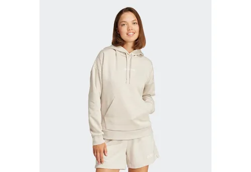 adidas Damen Essentials LINEAR Fleece Hoodie - Stylischer Sweatshirt-Hoodie aus 70% recycelten Materialien, mit verstellbarem Kordelzug und praktischer Kängurutasche - perfekt für sportliche und lässige Looks.