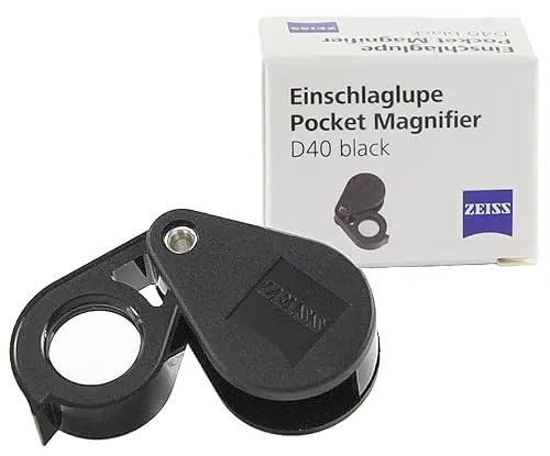 ZEISS Einschlaglupe D40 – 10x Lupe für Schmuck, Münzen & Edelsteine – Präzisions-Diamantlupe mit verzerrungsfreier Optik – Kompakt & matt schwarz