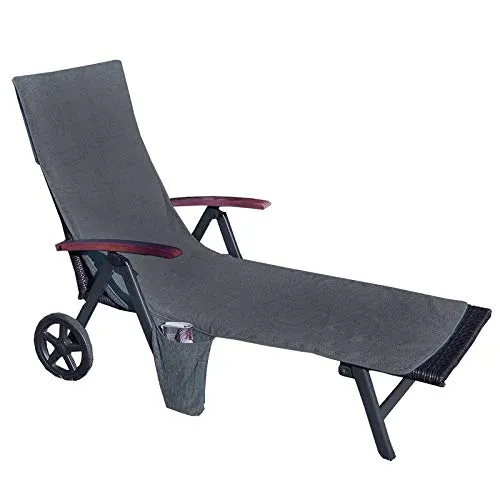 Casa Colori Liegestuhl Auflage XXL 60x190 Frottier Auflage für die Gartenliege aus 100% Baumwolle in Grau