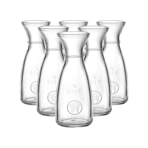 Ritzenhoff & Breker Karaffe Bordeaux 500 ml 6er Set - Charmantes 6er Set Bordeaux Karaffen im Landhausstil. Ideal für die stilvolle Präsentation von Getränken bei jedem Anlass. Robustes Glas, spülmaschinenfest und mit prägnantem Traubenmotiv. Perfekt für Wein, Wasser oder Saft!