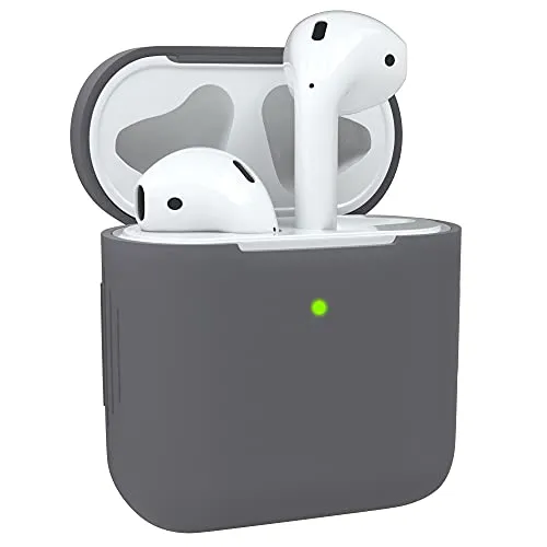 EAZY CASE - Schutzhülle für AirPods 1 & 2 Hülle Grau Silikon Case Stoßfest mit Deckel Schutz Antikratz Etui Cover rutschfeste Silikonhülle für Airpod Pro 1. / 2. Generation Silikoncase in Anthrazit