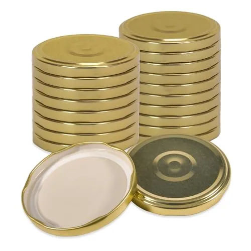 Oputec 20 x Schraubdeckel TO 82 Gold – Ersatzdeckel für Einmachgläser | Twist Off Deckel, luftdicht & lebensmittelecht | Einmachdeckel für Marmelade, Einkochen & Vorrat | Made in EU