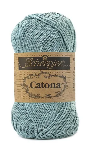 Scheepjes Catona 528 Silver Blue Häkelwolle 10 x 250 m - Garne aus 100% mercerisierter Baumwolle, ideal für Amigurumi und luftige Kleidungsstücke. Atmungsaktiv und nachhaltig, zertifiziert nach EN71-3 für Babys.