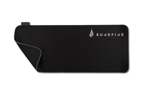 Surefire Gaming Silent Flight RGB-680 - Beleuchtetes Gaming-Mauspad in Schwarz, 14 Beleuchtungsmodi und rutschfeste Unterseite für optimale Kontrolle