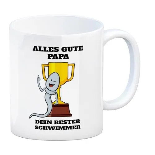 trendaffe - Alles Gute Papa - Dein Bester Schwimmer Kaffeebecher mit Sieger Motiv Vatertag