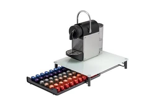 bremermann Kapselspender Kaffeekapselbox für 60 Nespresso-Kapseln - Kapselspender mit eleganter Glasplatte, bietet Platz für 60 Nespresso oder 25 Tassimo Kapseln. Ideal für eine ordentliche Kaffeestation und als Unterlage für Ihre Kaffeemaschine.