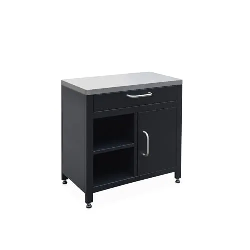 sweeek Außenküchenmöbel Grimaud - L80 cm mit 1 Tür und 2 Ablagen - Außenküchen aus Stahl mit zeitlosem Design und praktischer Arbeitsplatte für optimalen Stauraum, perfekt für Gartenpartys.
