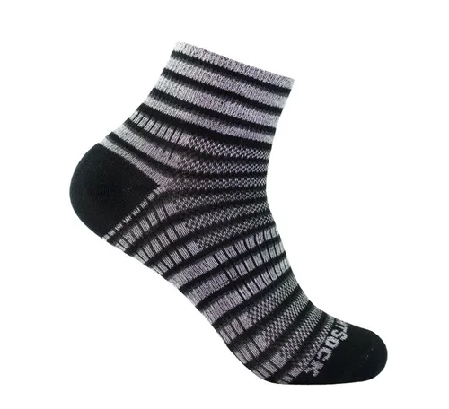 Wrightsock Sportsocken Quarter Coolmesh II (dünn, atmungsaktiv, bequem) grau/schwarz - 1 Paar, Größe: 37,5-41