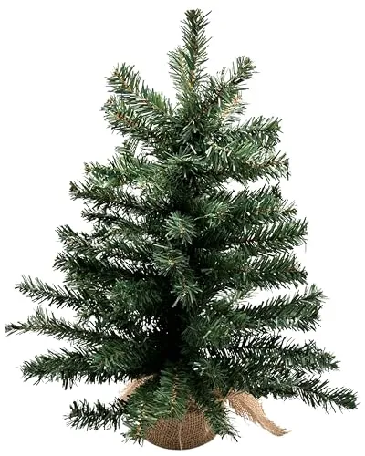 Bambelaa! Künstlicher Weihnachtsbaum Christbaum Tannenbaum Tanne Baum Grün Weihnachtsdeko mit flexiblem Design und Betonsockel im Jutesack für Büro und Zuhause (ca. 80 Äste) Höhe 55 cm