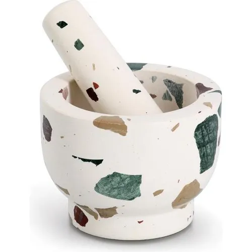 Zeller Mörser & Stößel-Set Terrazzo bunt - Toilettenbürsten & -halter, stilvolles Design aus Terrazzo für eine ansprechende Badezimmergestaltung.