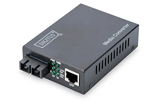 DIGITUS Medienkonverter - Singlemode - Fast Ethernet - RJ45 / SC - 1310nm Wellenlänge - Bis 20km - Schwarz