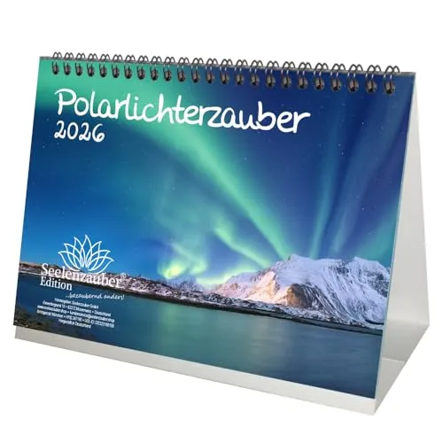 Polarlichterzauber DIN A5 Tischkalender für 2026 Polar Nordlichter - Seelenzauber