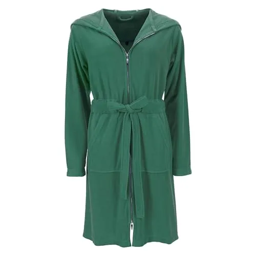 Vossen Damen Bademantel Tampa Evergreen XL - Bademäntel für Damen, modischer Kapuzenmantel mit Kängurutasche und Tunnelzug aus hochwertiger Rundstrickware für optimalen Tragekomfort.