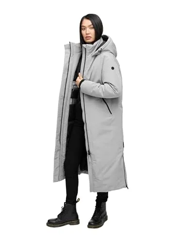 Navahoo Damen Wintermantel mit Rucksackträgern – Stilvoll und Warm - Oversized Wintermantel in Grau, ideal für kalte Tage. Robustes Material schützt vor Wind und Nässe, während die voluminöse Wattierung für maximalen Komfort sorgt. Praktische Taschen und verstellbare Kapuze runden das Design ab.