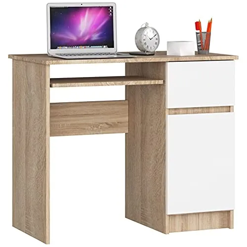 AKORD Piksel Schreibtisch Klein mit Schubladen - Kompakter Office Desk B90 x H77 x T50 cm, ideal für kleine Räume mit stabilen Schubladen und einfacher Montage.