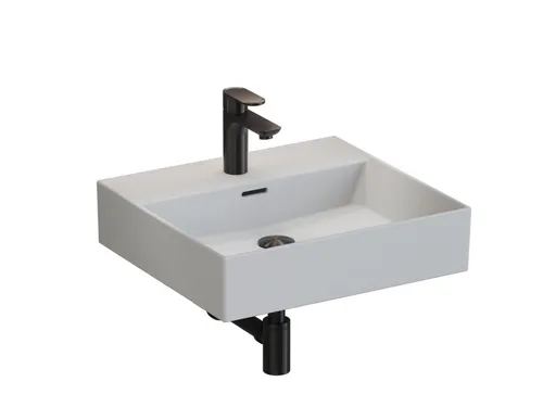 Aqua Bagno Aufsatzwaschbecken 50cm - Wandhängend in Weiß - Waschbecken aus hochwertiger Keramik, ideal für elegante und platzsparende Badezimmerlösungen. Perfekt für Gästebäder mit mittiger Armatur und Überlauf.