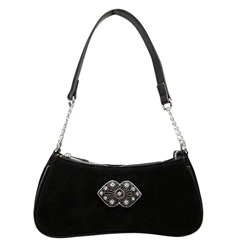 Alpenflüstern Trachtentasche Lissy - Damen Trachten Handtasche, Schultertasche fürs Dirndl, Tasche zur Tracht, Dirndltasche (schwarz) DTA095