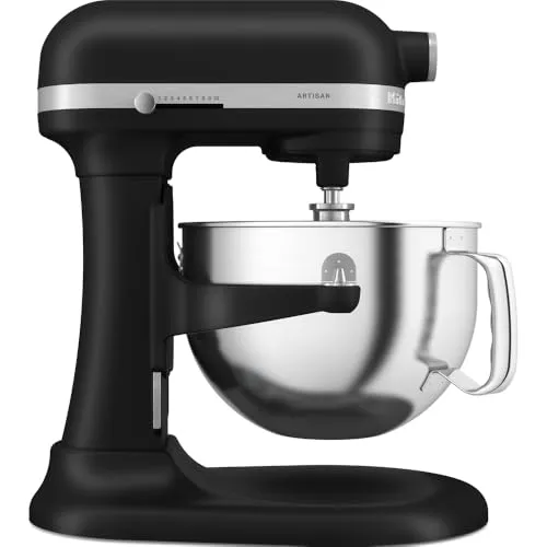 KitchenAid Küchenmaschine - Artisan - Multifunktionaler Küchenroboter mit Schüsselheber - Mit 5 Zubehörteilen - 5,6L - Matt schwarz