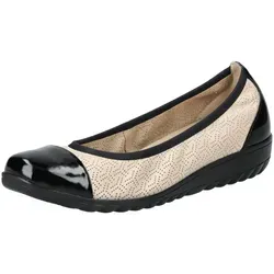 Caprice Ballerinas Leder Ballerina beige|schwarz 36 EU - Hausschuhe aus hochwertigem Leder, ideal für den Alltag mit bequemem Blockabsatz und modischem Design in Beige und Schwarz.