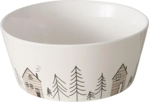 Boltze Home Schale mit Tannenbaummotiv, Ø15 cm, beige - Servierschalen: Ästhetische Schale mit winterlichem Tannenbaum-Motiv, ideal für festliche Anlässe und vielseitig einsetzbar.