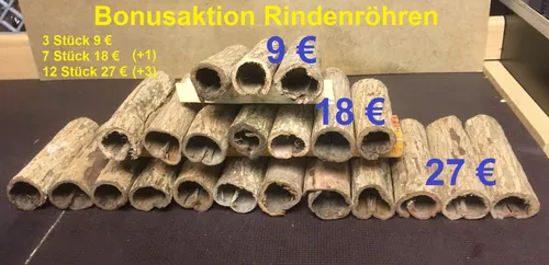 Bonusaktion! Höhle Aquarium Ø3x10-12cm Catappa Bark Tube Welshöhle Laichhöhle