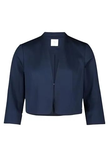 Betty & Co Damen Bolero-Jacke unifarben 42, Dunkelblau - Eleganter Bolero für Damen, taillierte Passform mit 3/4-Ärmeln und Schlitz, ideal für festliche Anlässe oder als modisches Overlay.