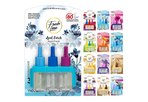 Fresh Line Raumduft Nachfüllflakons, 3 x 7 ml – Für elektrische Duftstecker, Geeignet für elektrische Duftstecker – für Wohnräume und Büro