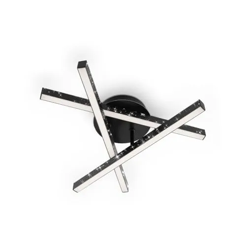 Briloner Leuchten LED Deckenleuchte mit Glitzereffekt - Deckenleuchte in schwarz mit warmweißer Lichtfarbe, ideal für Schlafzimmer und Wohnzimmer. 15 Watt Leistung, 2200 Lumen Lichtstrom und ein stilvoller Glitzereffekt sorgen für eine bezaubernde Atmosphäre.