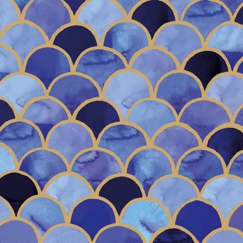 Servietten Art Deco aqua - Goldene Bögen blau 33x33cm 20
