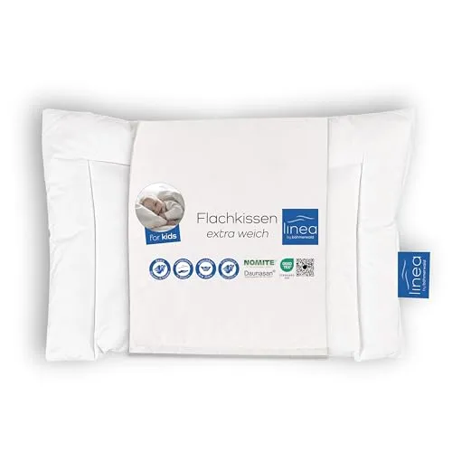 LINEA by böhmerwald kids Flachkissen, 90% Daunen/10% Federn, 40x60, Allergiker geeignet, waschbar bis 60°C, in Deutschland produziert