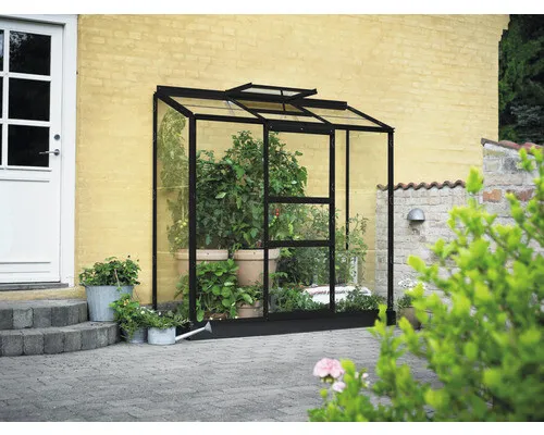 Anlehngewächshaus Halls Altan 3 mit 3 mm Blankglas von Halls