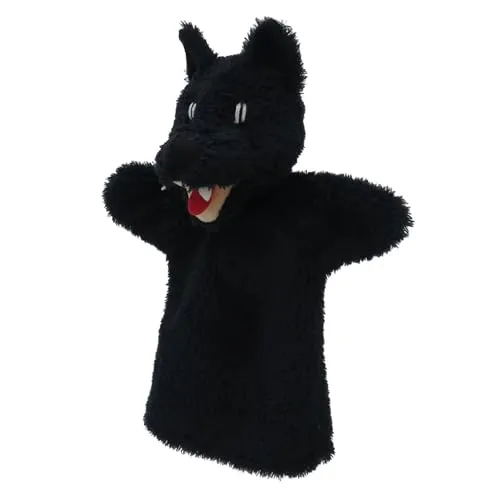 Handpuppe Wolf schwarz, 28cm, ohne Beine