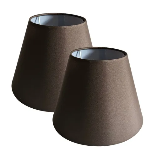 E14 Stoffschirm Tischlampe in braun von Lichthandel Hoch