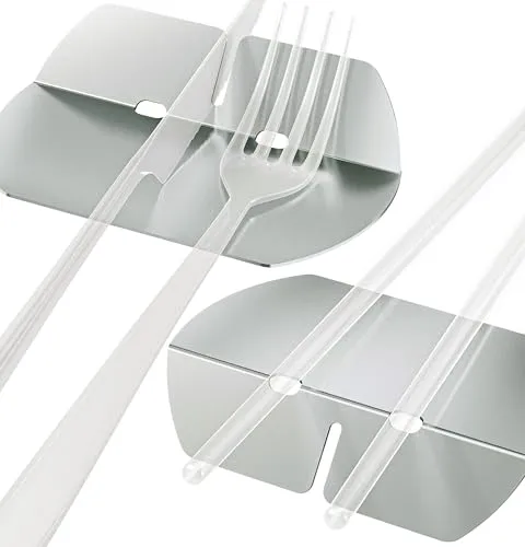 DUDAPRO Messerbank Tisch Besteckablage Edelstahl Stäbchenablage Tischdeko Besteckauflage poliert silber - Wendefunktion, 2 Stück