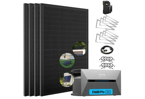 Solarmars® 1800W Balkonkraftwerk mit Speicher und Anker SOLIX Solarbank 2 E1600 pro - Erneuerbare Energie – Effizientes Balkonkraftwerk mit 4 hochwertigen Solarmodulen und praktischer Flachdachhalterung für maximale Energieausbeute.