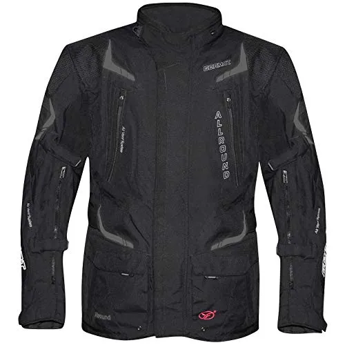 Germot Herren Motorradjacke Allround, Schwarz, 2XL - Robuste Textiljacke für Herren, wasserdicht und atmungsaktiv. Ideal für alle Wetterlagen mit großen Belüftungsreißverschlüssen für optimale Kühlung an warmen Tagen.