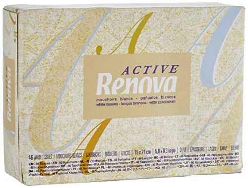 RENOVA Active Mini Taschentücher, 46 Taschentücher, 3-lagig, weiß, FSC