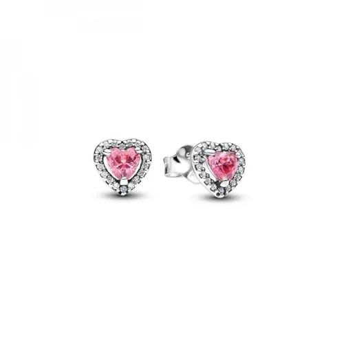 Pandora Timeless Herz Ohrstecker aus Sterling Silber in pink von Pandora