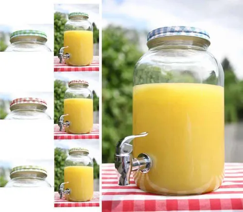 Getränkespender mit Zapfhahn im Einmachglas Look - ca. 3,5 Liter (Farbe zufällig