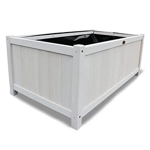 HABAU Pflanzkasten - hellgrau, 79 x 46 x 35 cm, ideal für Kräuter und Blumen, mit perforierter Folie für optimale Drainage und Standfüßen gegen Bodennässe