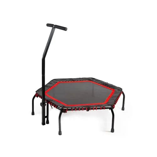 Leiv Hexagon Fitness-Trampolin für Zuhause: Dein Sprung in EIN effektives und spaßiges Training - Mit höhenverstellbarer Haltestange