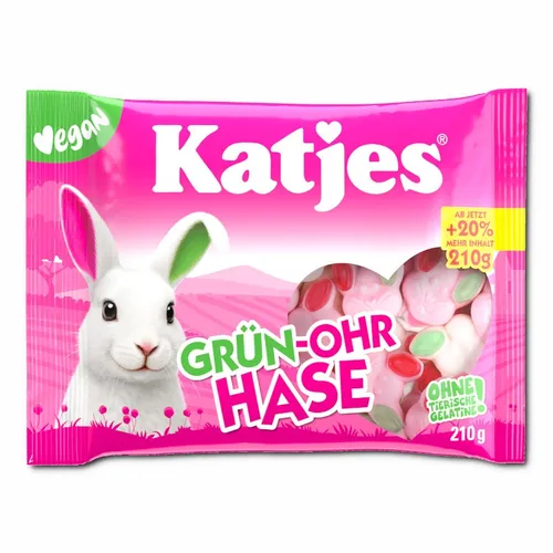  Katjes Grün-Ohr Hase, veganes Fruchtgummi, 210g Beutel 6,05€/1kg