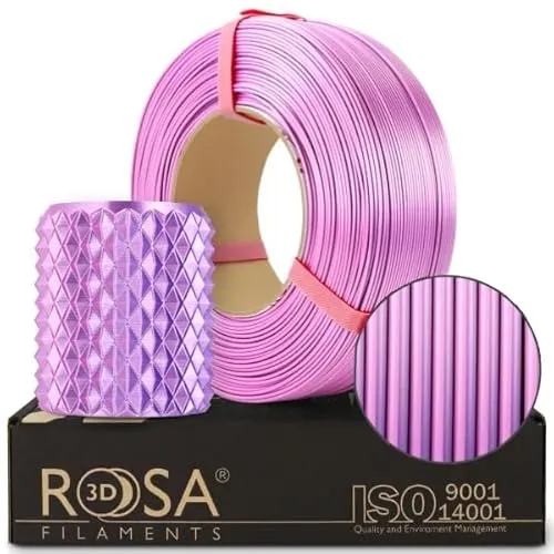 ROSA 3D PLA Magic Silk Filament 1.75 mm für 3D Drucker | Druckmaterialien Leicht Glänzend Bioabbaubar PLA 3D Drucker Filament | 3D Printing Materials | Rosa Dynamisch Refill 1 kg