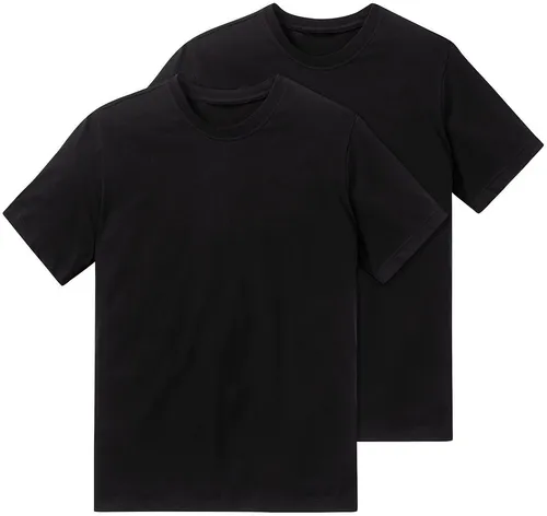 Schiesser Herren 2 Pack Shirt Rundhals - American Unterhemd, Schwarz - Herren-Unterhemden im praktischen Doppelpack mit hochwertiger Verarbeitung und angenehmer Single-Jersey-Qualität für hohen Tragekomfort.