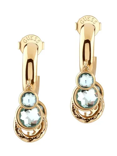 Guess Paar Creolen Damen-Crystal Charms 4G Blau/Gold in gold von GUESS