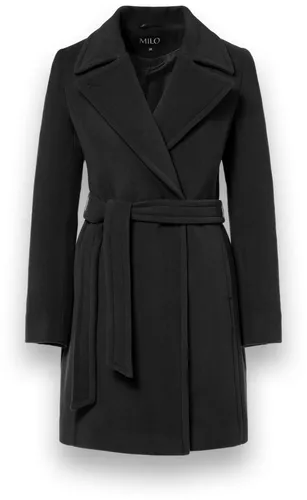 Milo Wintermantel Wanya Schwarz Damen, Größe 38 - Eleganter Wollmischmantel für kalte Tage, kombiniert stilvolles Design mit hochwertigen Materialien. Mit verlängertem Schnitt und praktischen Seitentaschen für zusätzlichen Komfort.