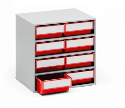 TRESTON Schubladenmagazin 0830, 8 Schubladen, T 300 mm, rot 70143