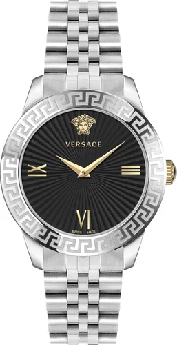 Versace VEVC00419 Greca Signature Lady Uhr - Elegante Damenuhr in Schwarz und Silber - Chronographen, elegante Damenuhr mit Saphirglas und 5 ATM Wasserbeständigkeit, perfekt für jeden Anlass.
